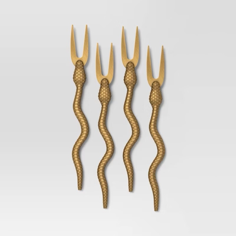 4pc nwt Halloween Snake Cocktail Stirrers Gold - Threshold